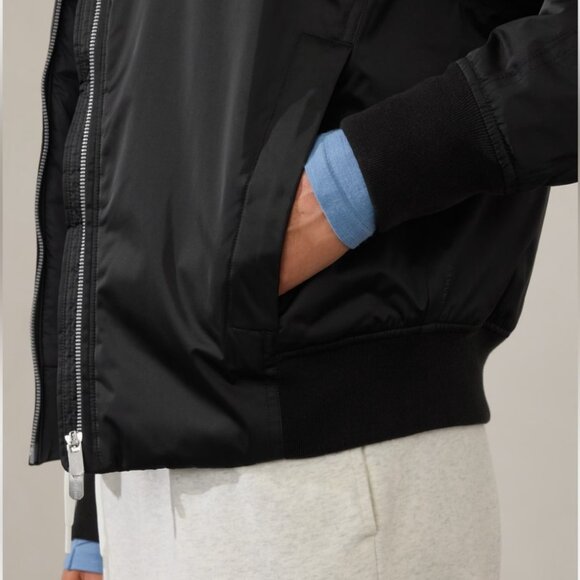 Athleta Santeen Bomber Jacket New With Tags Size Large Black Water Repellent - Picture 4 of 10